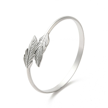 304 Stainless Steel Leaf Cuff Bangles, Stainless Steel Color, Inner Diameter: 2 inch(5.1cm)