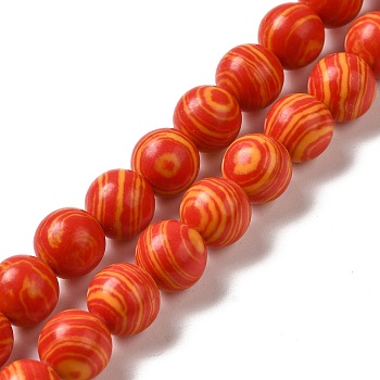 Synthetic Malachite Dyed Beads Strands, Round, Orange Red, 8mm, Hole: 1.2mm, about 47~48pcs/strand, 14.96''~15.16''(38~38.5cm)