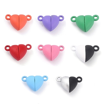 Alloy Magnetic Clasps with Loops, Heart, Mixed Color, 15x9.5x6mm, Hole: 1.5mm
