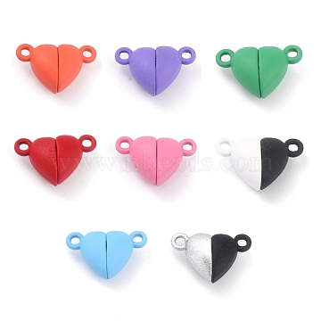 Alloy Magnetic Clasps, Heart, Mixed Color, 15x9.5x6mm, Hole: 1.5mm(PALLOY-P223-B01-M)