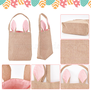 Easter Theme Jute & Cloth Rabbit Ear Gift Bags(ABAG-WH0025-07A)-4