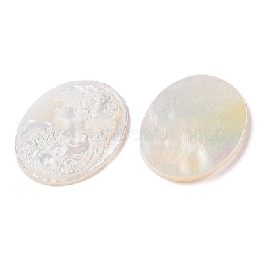 Natural White Shell Cabochons(SSHEL-C012-02)-2