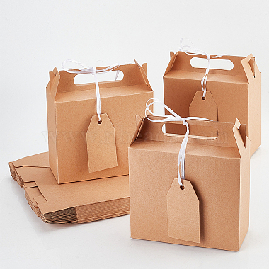 Foldable Rectangle Kraft Paper Cardboard Jewelry Boxes with Handle(CBOX-WH0009-05B)-4