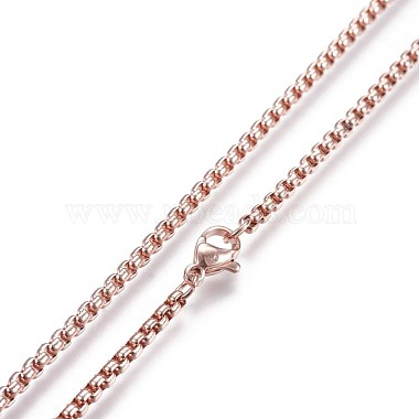304 Stainless Steel Box Chain Necklaces(X-NJEW-P244-01RG)-2