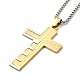 Cross with Word 304 Stainless Steel Pendant Necklace with Box Chains(NJEW-F319-02G)-1