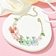 Flower & Leaf & Imitation Pearl Glass Charm Bracelet(BJEW-TA00364)-4