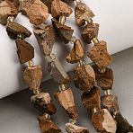 Raw Rough Natural Picture Jasper Beads Strands, Nuggets, with Seed Beads, 11~28x9~13x6~10mm, Hole: 1mm, about 24~29pcs/strand, 14.96''(38cm)~15.75''(40cm)(GG-CBA0B77-A08-01)