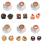 12 Styles Resin Coffee & Cake Model Ornaments, Micro Landscape Dollhouse Decorations, Mixed Color, 12~27.5x11~27.5x4~16.5mm, 24pcs/set(AJEW-GF0010-23)