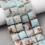 Synthetic Shoushan Stone Beads Strands, Faceted, Square, with Seed Beads, 10.5x10.5x4.5~5.5mm, Hole: 1mm, about 31pcs/strand, 14.76~15.16''(37.5~38.5cm)(G-F839-A27-01)