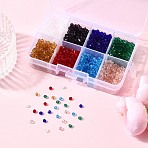 8 Colors Imitate Austrian Crystal Electroplate Bicone Glass Bead Strands, AB Color Plated, Grade AA, Faceted, AB Color Plated, 3.5~3.8x3mm, Hole: 1mm(GLAA-FP0001-32)