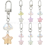 7Pcs Acrylic Pendant Decorations, with Alloy Swivel Clasps, Star, Platinum, Mixed Color, 79mm(HJEW-YW00278)