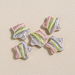 15Pcs Printed Resin Beads, Star, with Glitter Powder, Colorful, 15x16x6mm, Hole: 1.8mm(RESI-CJC0006-036I)