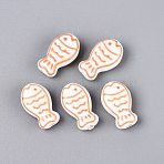Handmade Porcelain Ceramic Beads, Hand Painted, Fish, Famille Rose Style, Peru, 19x11~12x6.5mm, Hole: 1.8~2mm(PORC-Q005-05B)