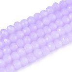 Baking Paint Imitation Jade Glass Bead Strands, Faceted Rondelle, Lilac, 8x6mm, Hole: 1mm, about 60~62pcs/strand, 39~40cm(X-DGLA-A034-J8MM-A50)