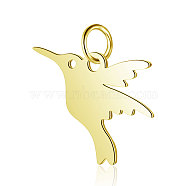 304 Stainless Steel Charms, Bird, Golden, 13x17x1mm, Hole: 3mm(STAS-S105-T522G)