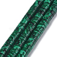 Synthetic Malachite Beads Strands, Heishi Beads, Flat Round/Disc, 6x3mm, Hole: 1mm, about 119~131pcs/strand, 14.76~15.74 inch(37.5~40cm)(G-Z006-C05)