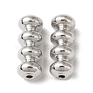 Brass Beads, Grooved Beads, Column, Real Platinum Plated, 8x3mm, Hole: 0.7mm(KK-F862-20P)