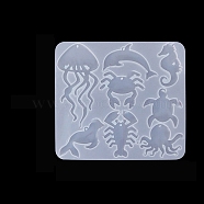 DIY Food Grade Silhouette Silicone Pendant Molds, Decoration Making, Resin Casting Molds, For UV Resin, Epoxy Resin Jewelry Making, White, Crab, 126x138x4.8mm(PW-WG71054-03)