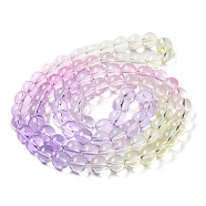 Baking Painted Transparent Glass Beads, Gradient Color, Segmented Multi-color Beads, Round, Plum, 10mm, Hole: 1.5mm, about 85pcs/strand, 30.63''~30.91''(77.8~78.5cm)(DGLA-M001-10mm-02)