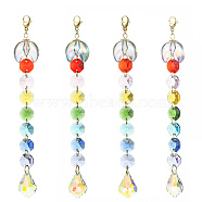 Glass Teardrop Pendant Decorations, Hanging Suncatchers, with Octagon Glass Link and Resin Moon, for Home Decorations, Mixed Color, 179mm(HJEW-JM01111)