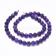 Natural Amethyst Beads Strands, Faceted, Round, 6mm, Hole: 0.6mm, about 65~67pcs/strand, 15.7 inch(40cm)(G-F632-23-01)