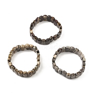 Natural Mexican Agate Oval Stretch Bracelets, Tile Bracelet, Inner Diameter: 2-1/8~2-1/4 inch(5.5~5.8cm)(BJEW-D036-03)