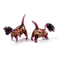 Handmade Lampwork Home Decorations, 3D Dog Ornaments for Gift, Purple, 59~63x29~32x51~59mm(LAMP-T011-75)
