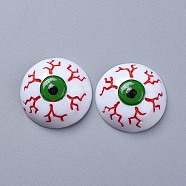 Halloween Theme Opaque Resin Cabochons, for Jewelry Making, Eyeball, with Bloodshot, Flat Back, White, 23.5x8mm(RESI-D0003-07)
