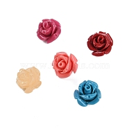 Synthetic Coral Carved Beads, Dyed, Flower, Half Drilled, Mixed Color, 11x9mm, Hole: 1mm(CORA-C003-16)