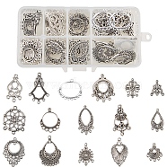 Tibetan Style Alloy Chandelier Components, Mixed Shapes, Antique Silver, 135x70x30mm, 64pcs/box(TIBE-SC0001-04AS)