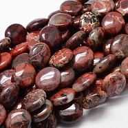 Flat Round Natural Brecciated Jasper Beads Strands, 14x12x5mm, Hole: 1mm, about 29pcs/strand, 15.74 inch(G-L289-08)
