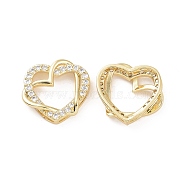 Rack Plating Brass Micro Pave Clear Cubic Zirconia Pendants, Bouble Heart Charms, Golden, 16x16x4mm, Hole: 5x0.7mm(KK-D086-02G)