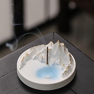 Gesso Incense Burners, Flat Round with Mountain Incense Stick Holders, Home Office Teahouse Zen Buddhist Supplies, White, 100x48mm(PW-WG6A0C0-01)