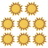 8Pcs Sun Polyester Cloth Embroidery Sew on Appliques, Sewing Craft Decoration, Gold, 75x75x1.5mm(PATC-FG0001-88)