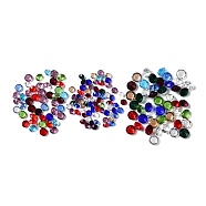 Glass Rhinestone Cabochons, Pointed Back, Faceted, Round, Mixed Color, 3~5x2~3.5mm, 100pcs/set(RGLA-XCP0001-02)