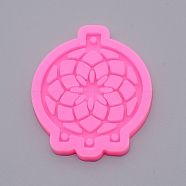 (Clearance Sale)Woven Net/Web with Feather Pendant Silicone Mould, for DIY Epoxy Crafts Jewelry Making, Hot Pink, 8.2x6.9x0.8cm, Hole: 4mm(DIY-WH0210-20)