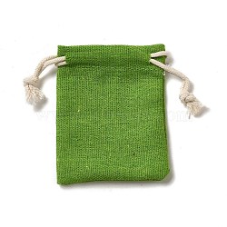 Rectangle Cloth Packing Pouches, Drawstring Bags, Lime Green, 8.6x7x0.5cm(ABAG-A008-01A-02)