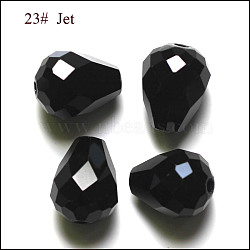 Imitation Austrian Crystal Beads, Grade AAA, Faceted, Drop, Black, 6x8mm, Hole: 0.7~0.9mm(SWAR-F062-8x6mm-23)