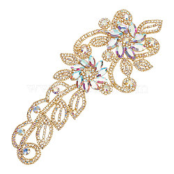 1Pc Rhinestone Sew On Ornament Accessories, Flower Wedding Belt Applique, Hotfix Rhinestone Patches for Women Bridal Dress, Crystal AB, 223x83x6mm(FIND-FG0003-06)