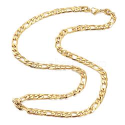 Vacuum Plating 304 Stainless Steel Figaro Chain Necklaces, with Lobster Claw Clasps, Golden, 21.65 inch(55cm)(STAS-A051-06G)