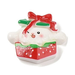 Christmas Rabbit Theme Opaque Resin Decoden Cabochons, Box, 24x26x6.5mm(RESI-S397-01D)