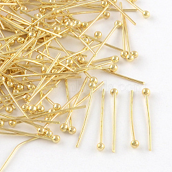 Brass Ball Head pins, Cadmium Free & Lead Free, Golden, 20x0.6mm, 22 Gauge, Head: 2mm, about 10000pcs/bag(KK-R020-12G)