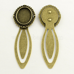 18x25mm Tray Bookmark Cabochon Settings, Iron with Alloy Oval Tray, Lead Free, Nickel Free & Cadmium Free, Antique Bronze, 87x28x3mm(X-PALLOY-S033-32AB-NR)