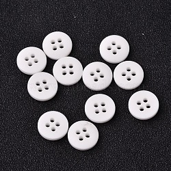 Frosted Flat Round Resin Sewing Buttons, 4-Hole, White, 18x3mm, Hole: 2mm(BUTT-F059-28L-01)