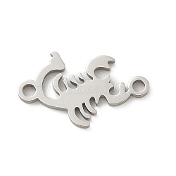 201 Stainless Steel Laser Cut Connector Charms, Stainless Steel Color, Scorpion, 9x15x1mm, Hole: 1.5mm(STAS-R133-02P-14)