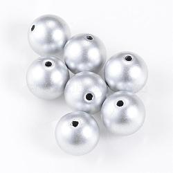 Matte Style Spray Painted Acrylic Beads, Round, Matte Silver, 6mm, Hole: 1.5mm, about 4430pcs/500g(ACRP-S669-6mm-01)