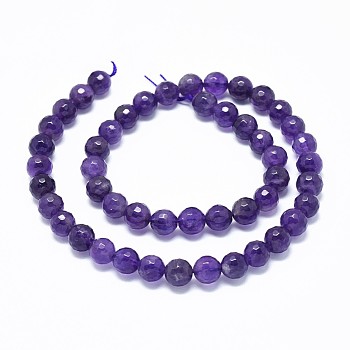 Natural Amethyst Beads Strands, Faceted, Round, 6mm, Hole: 0.6mm, about 65~67pcs/strand, 15.7 inch(40cm)