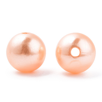 Spray Painted ABS Plastic Imitation Pearl Beads, Round, Light Salmon, 10x9.5mm, Hole: 2mm, about 1040 pcs/500g