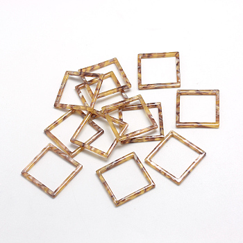 Cellulose Acetate(Resin) Pendants, Rhombus, Dark Goldenrod, 30.5x30.5x2.5mm, Hole: 1.5mm, side length 22mm