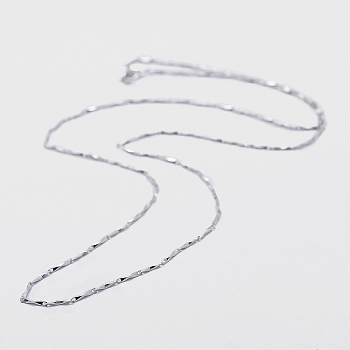 Anti-Tarnish Rhodium Plated 925 Sterling Silver Chain Necklaces, with Spring Ring Clasps, with 925 Stamp, Platinum, 18 inch(45cm)